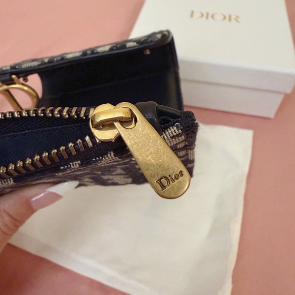 Dior Saddle Lotus Wallet in Blue Dior Oblique Jacquard Canvas Print - Picture 6 of 12